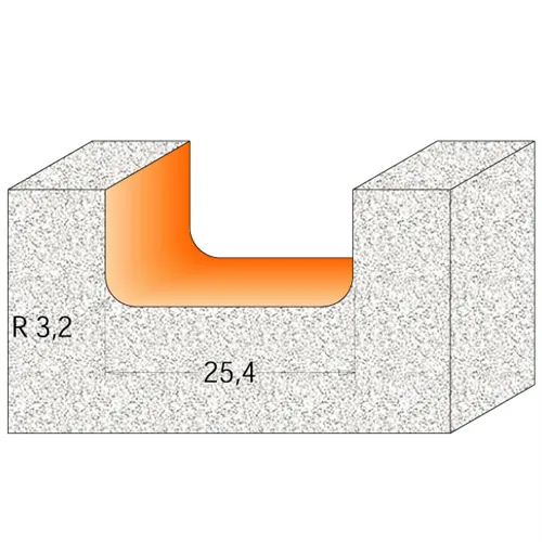 CMT Drážkovací rádiusová fréza CORIAN - D15,87 I12,7 R3,2 S=12