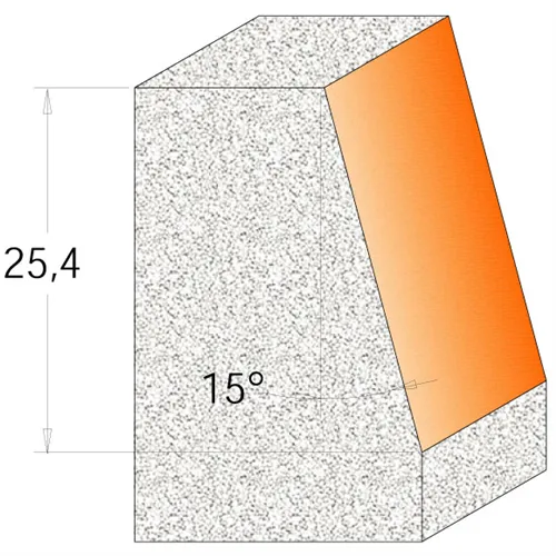 CMT Úhlová fréza na CORIAN - D23 I25,4 A15° S=12