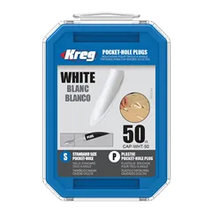 Kreg Standard Záslepky pro skryté spoje - plast, bílé, 50 ks