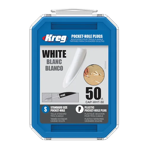 Kreg Standard Záslepky pro skryté spoje - plast, bílé, 50 ks