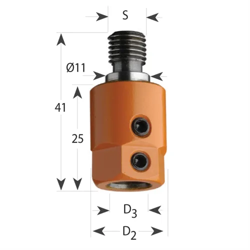 Upínací pouzdro 305 s válcovou dosedací plochou d11, M10 - pro vrták S10, D19,5x25x41 M10 L
