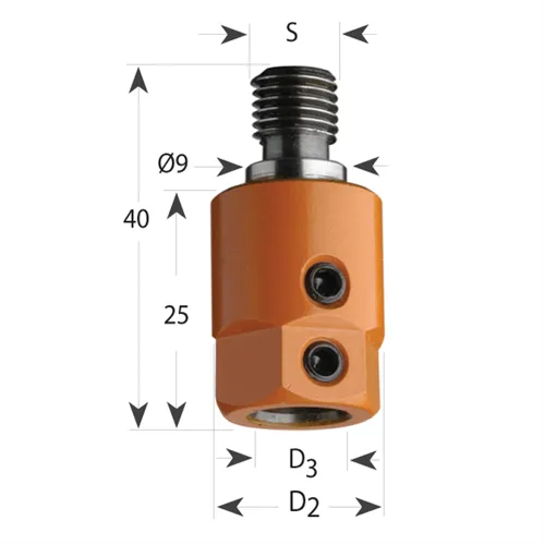 Upínací pouzdro 358 s válcovou dosedací plochou d9, M8 - pro vrták S8, D16x25x40 M8 P