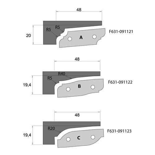 IGM F631 Výplňová fréza MEC - Profil A, D160x20 d30mm Z2 spodní ALU