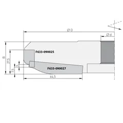 Profilový nůž pro F633, 59x12x1,5 horní braní