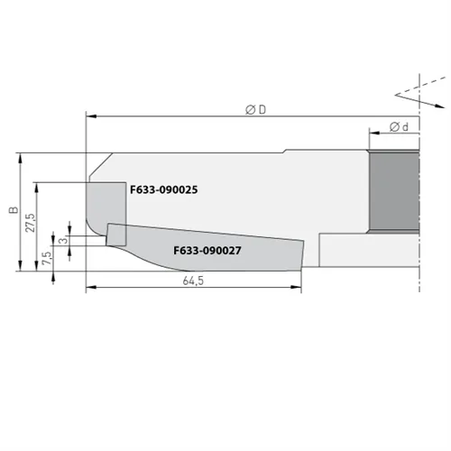 Profilový nůž pro F633, 59x12x1,5 horní braní