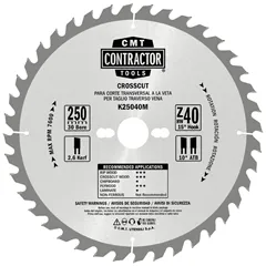 CMT Contractor Pilový kotouč na dřevo, Masterpack - D250x2,6 d30 Z40 HW, 5ks