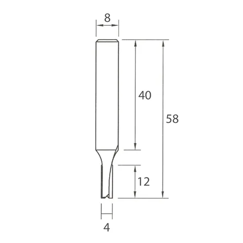 IGM M100 Drážkovací fréza - D4x12 L58 S=8 HW
