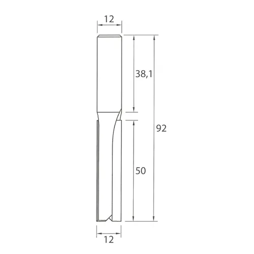 IGM M100 Drážkovací fréza - D12x50 L92 S=12 HW