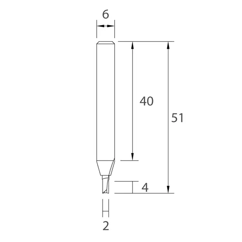 IGM M101 Drážkovací fréza - D2x4 L51 S=6 HWM