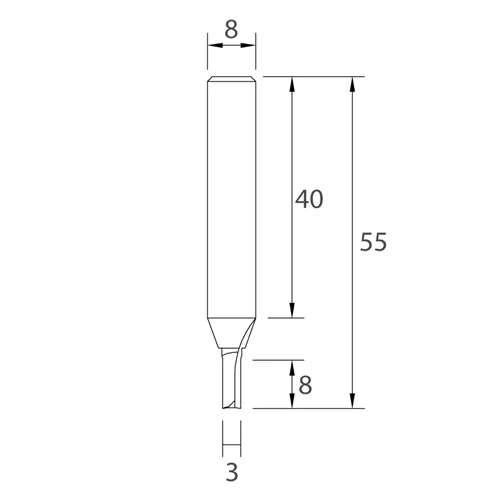 IGM M101 Drážkovací fréza - D3x8 L55 S=8 HWM