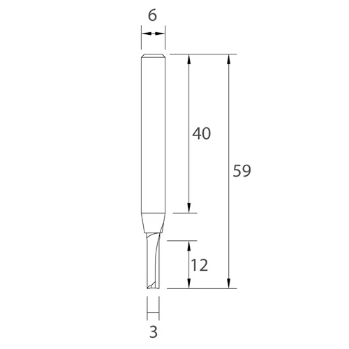 IGM M101 Drážkovací fréza - D3x12 L59 S=6 HWM