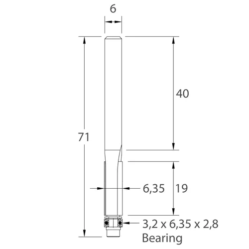 IGM M106 Ořezávací fréza - D6,35x19 L71 S=6 HW
