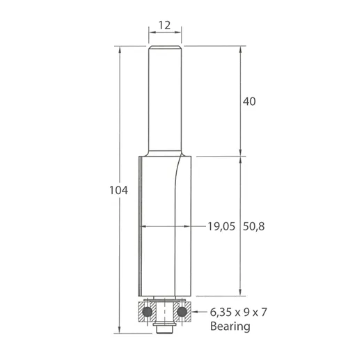 IGM M106 Ořezávací fréza - D19,05x50,8 L104 S=12 HW