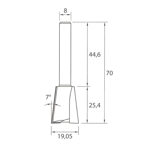 IGM M118 Fréza pro rybinový spoj - 7° D19,05x25,4 L70 S=8 HW