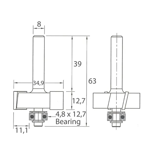 IGM M135 Falcovací fréza - D34,9x12,7 H11,1 L63 S=8 HW