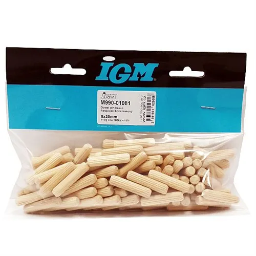 IGM M990 Spojovací kolík bukový - 8x35mm 117g cca. 100ks +/-5%