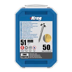 Kreg Zinc Maxi-Loc Šrouby pro skryté spoje - 51 mm, hrubý závit, 50 ks