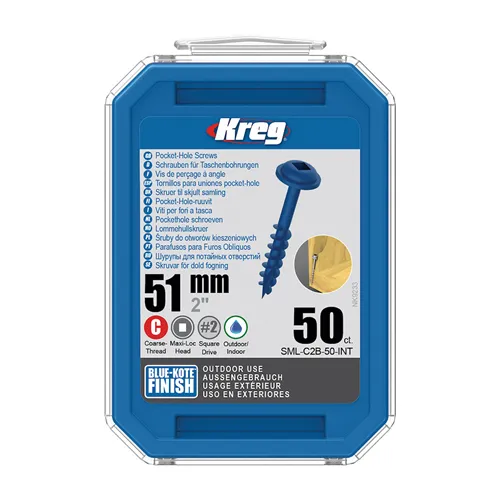 Kreg Blue-Kote Maxi-Loc Šrouby pro skryté spoje - 51 mm, hrubý závit, 50 ks