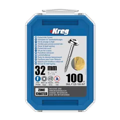 Kreg Zinc Maxi-Loc Šrouby pro skryté spoje - 32 mm, jemný závit, 100 ks