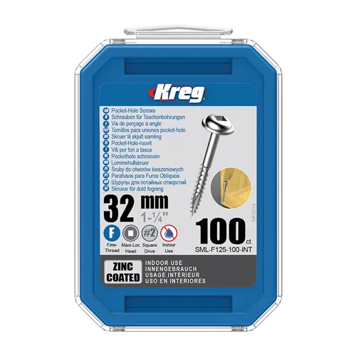 Kreg Zinc Maxi-Loc Šrouby pro skryté spoje - 32 mm, jemný závit, 100 ks